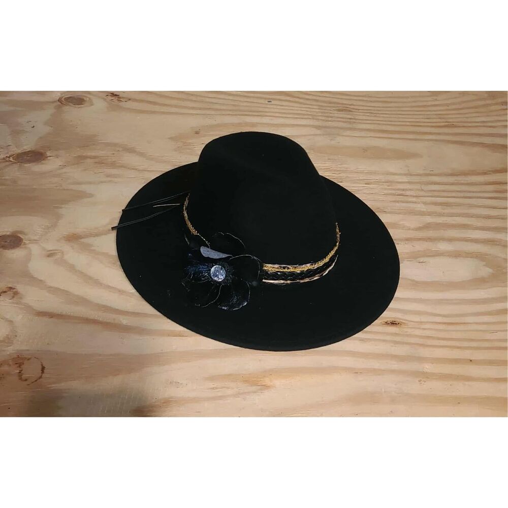 Feelin Groovy Upcycled Black Western Hat Flower Cowgirl